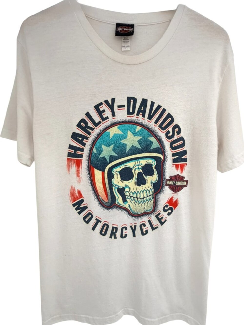 Harley-Davidson Men's Whiskey Row Skull T-Shirt Large White